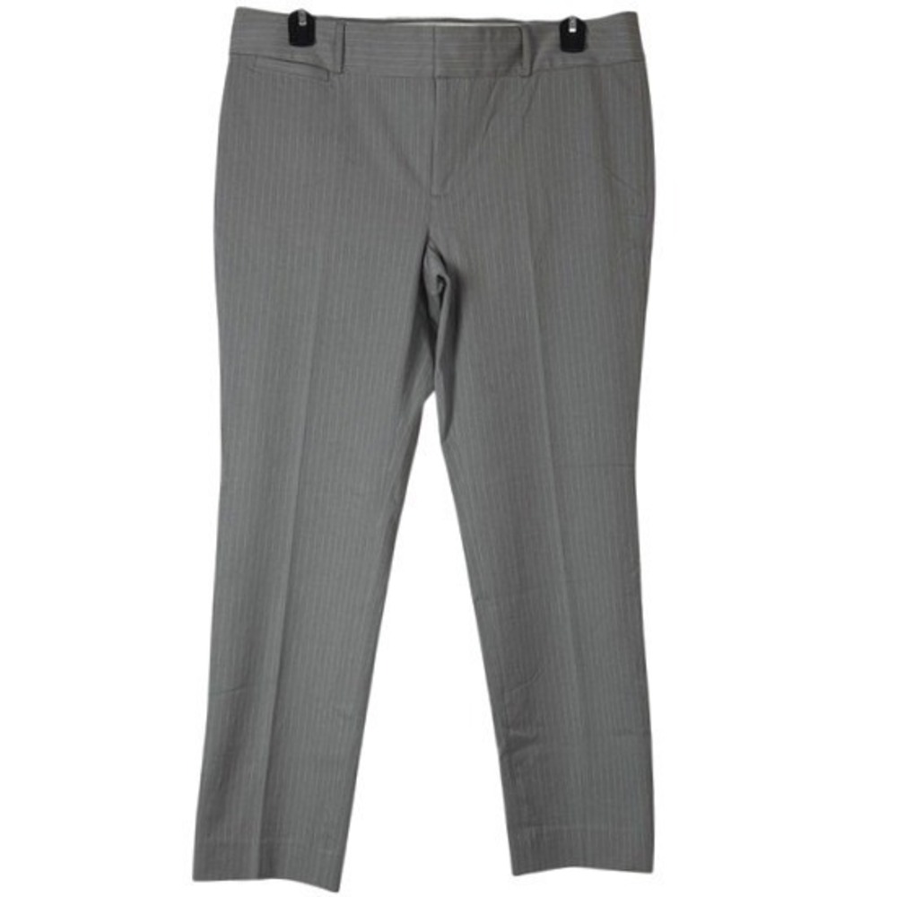 Banana Republic Sloan Pants Women 16 Gray Pinstripe Stretch Office Work Wear